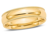 Men's 14K Yellow Gold 6mm Milgrain Comfort Fit Wedding Band Ring